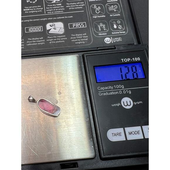 NEW pink/ bi color tourmaline sterling silver pendant 1.28 grams - Picture 8 of 11